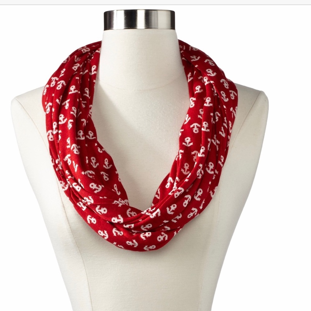 Sperry Red & White Anchor Print Infinity Scarf